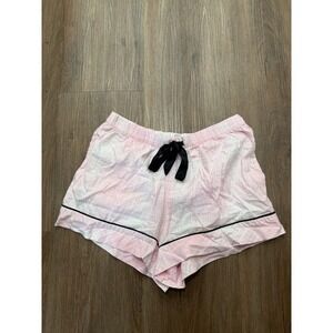 Victoria's Secret Pink Plaid Pajama Shorts Gold Metallic Trim Women's Medium